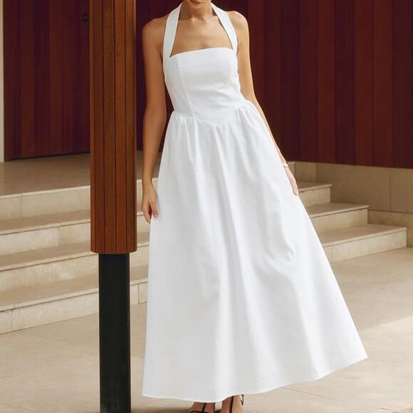 Commense Sage Green Halter Maxi Dress - Picture 3 of 9